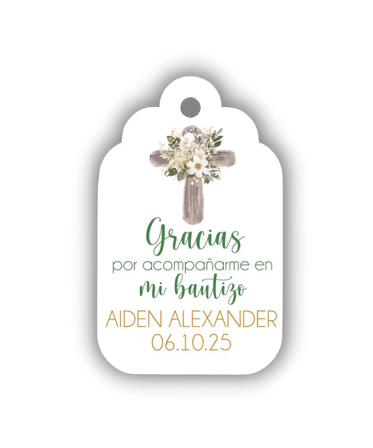 Greenery Mi Bautizo Favor Tags Personalized Custom Baptism Christening Favor Tags labels God Bless Light Pink