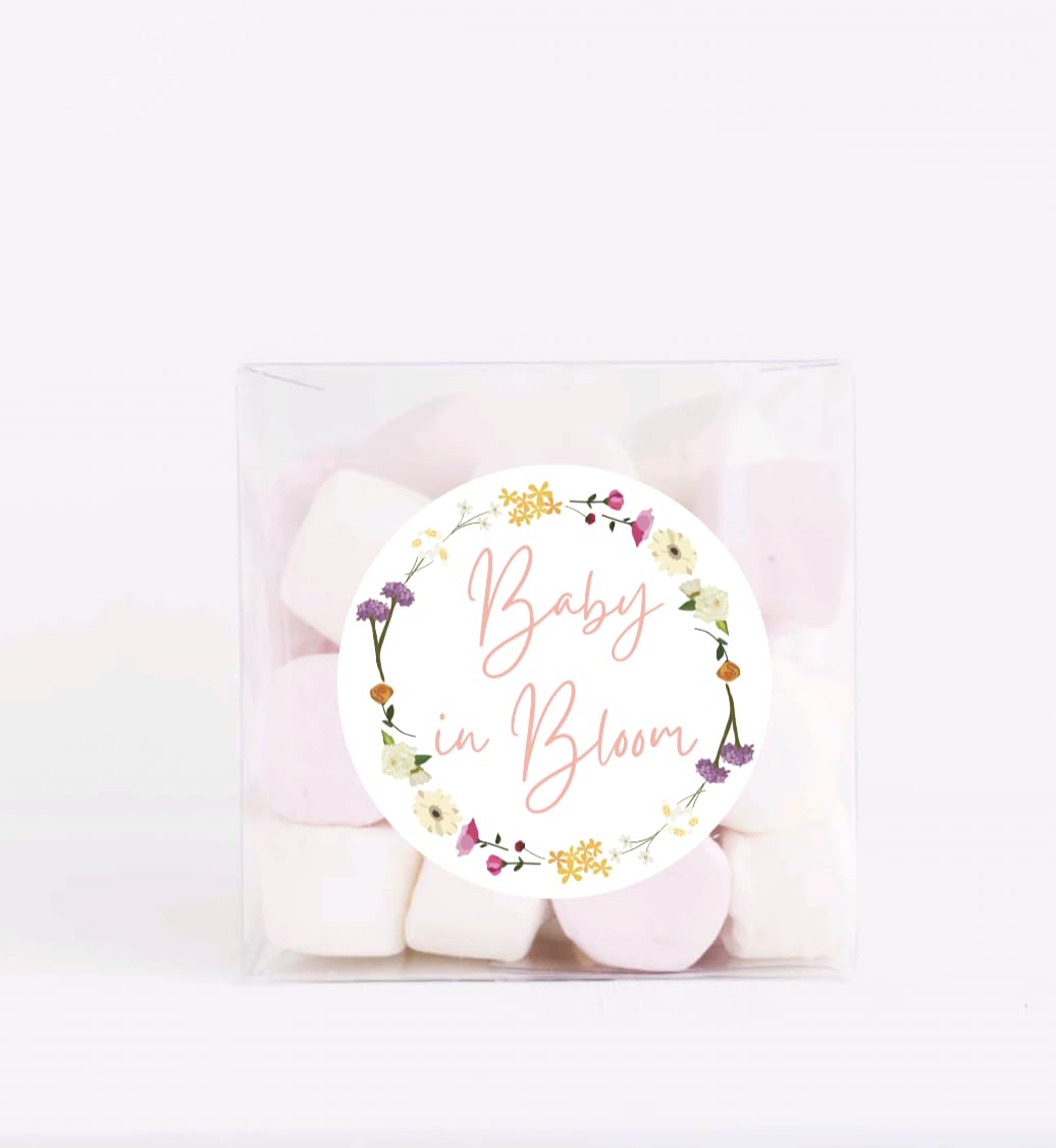 Baby in Bloom Baby Shower Favor Stickers for Girls, Wildflower Baby Sprinkle Thank You Party Favor Labels, Round Favor Stickers, 60 Pack, 1.5 inch Stickers