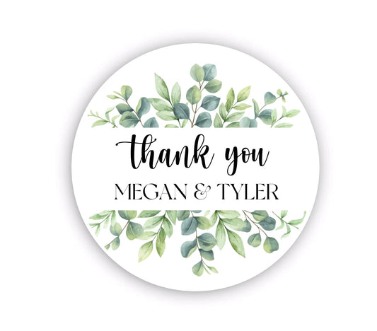 Greenery Wedding Stickers for Welcome Bags, Wedding Favor Stickers, Woodland Greenery Themed Party, Custom Thank You Stickers