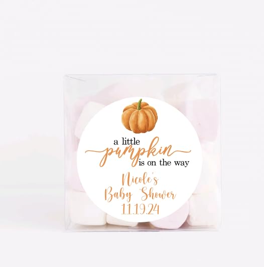 Personalized A Little Pumpkin Thank You Favor Stickers, Baby Shower, Gender Reveal