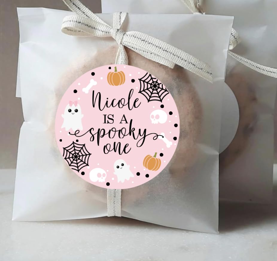 Spooky One 1st Birthday Thank You Favor Stickers - Custom Name - Halloween Birthday Labels