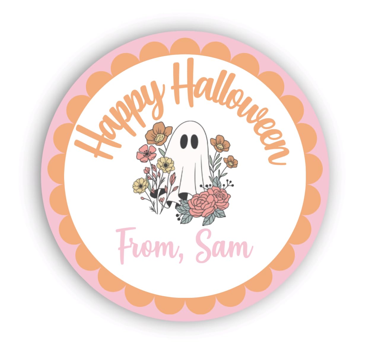 Personalized Customized Halloween Party Favor Thank You Stickers - Round Labels - Choose Your Size