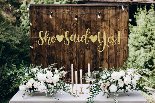 She Said Yes Bridal Shower Banner, Glitter Bridal Shower Sign, Bridal Shower Decorations, Bachelorette Party Banner
