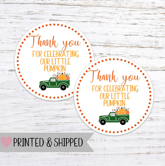 Pumpkin favor stickers, pumpkin baby shower party stickers, our little pumpkin baby shower favor stickers, fall, autumn favor stickers