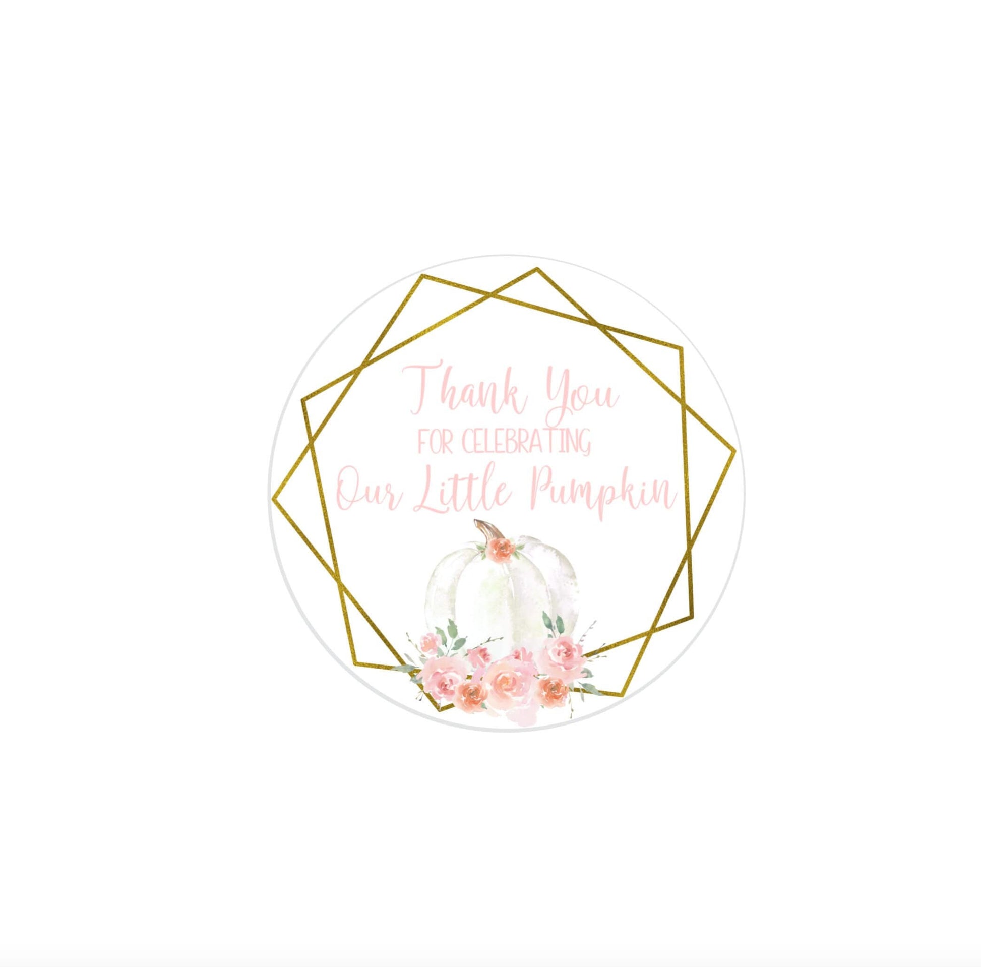 Pumpkin baby shower treat bag sticker -pumpkin birthday thank you sticker - fall baby shower sticker - pumpkin treat bag sticker