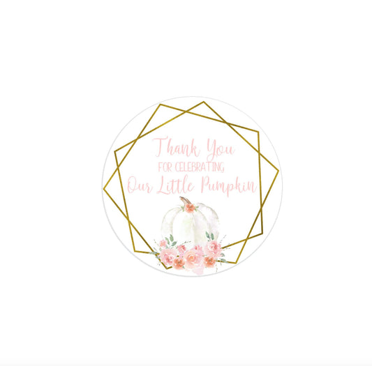 Pumpkin baby shower treat bag sticker -pumpkin birthday thank you sticker - fall baby shower sticker - pumpkin treat bag sticker
