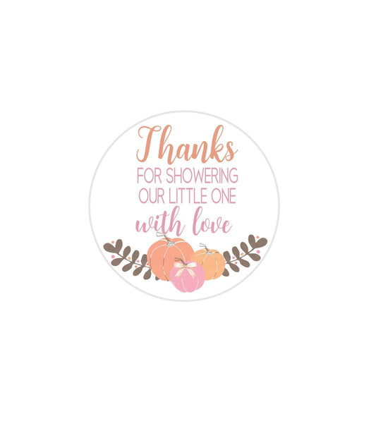 A little pumpkin is on her way baby shower treat bag sticker - thank you sticker - fall baby shower sticker - pumpkin treat bag sticker