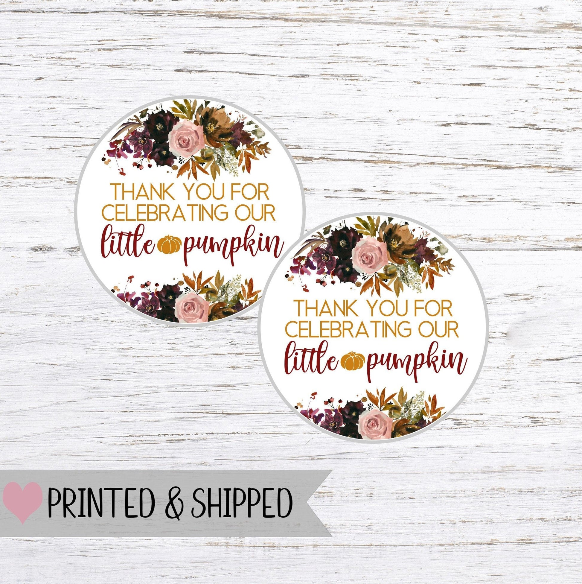Pumpkin baby shower treat bag sticker -pumpkin birthday thank you sticker - fall baby shower sticker - pumpkin treat bag sticker