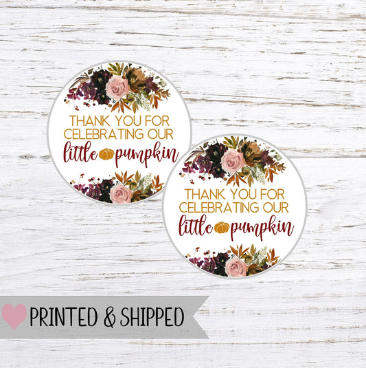 Pumpkin baby shower treat bag sticker -pumpkin birthday thank you sticker - fall baby shower sticker - pumpkin treat bag sticker