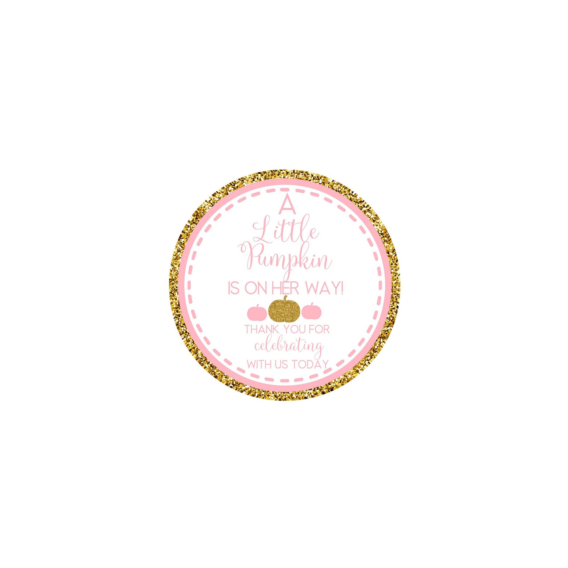 A little pumpkin is on her way baby shower treat bag sticker - thank you sticker - fall baby shower sticker - pumpkin treat bag sticker