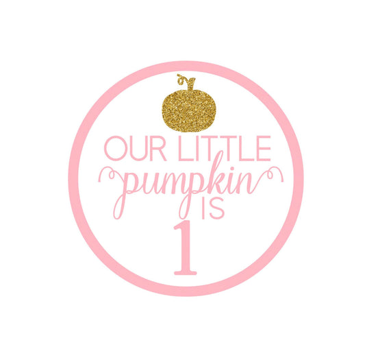 Our little pumpkin is one sticker - pumpkin birthday treat bag sticker - personalized stickers