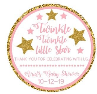 Twinkle twinkle little star stickers, twinkle twinkle little star thank you stickers, baby shower, birthday, gender reveal, personalized