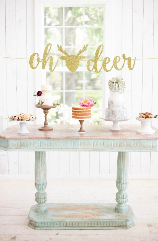 Oh deer banner, woodland baby shower decorations, oh deer baby shower, rustic, aztec, bohemian birthday decorations