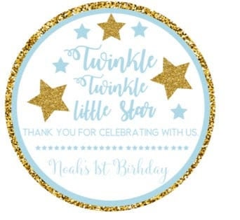 Twinkle twinkle little star stickers, twinkle twinkle little star thank you stickers, baby shower, birthday, gender reveal, personalized
